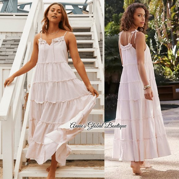 NWT, Anthropologie  Senorita Gingham Ruffled Maxi Dress - Picture 14 of 16